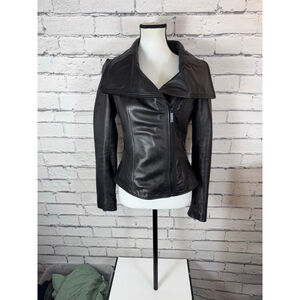 MICHAEL Michael Kors Black Moto Style Leather Jacket size XS OVERSIZED FIT